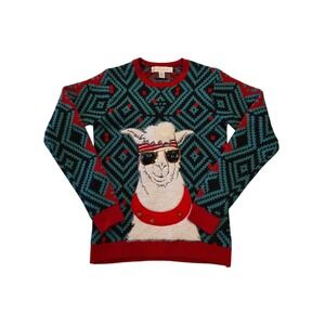 Jolly Sweaters Llama Ugly Christmas Sweater Unisex Small Holiday Knit